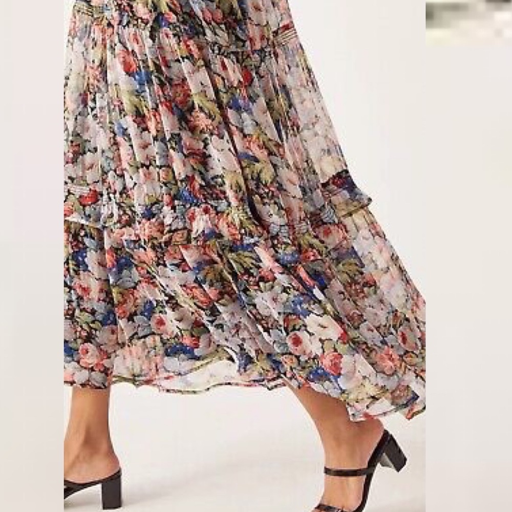 Anthropologie The Marais Printed Chiffon Maxi Dress Size XSP - Picture 4 of 4